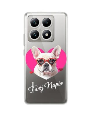 Etui do Xiaomi 14T Pro przeźroczyste, silikonowe Flexi, Puppy Love, pies rasy Buldog Francuski