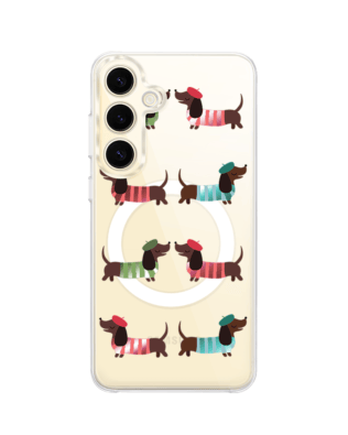 Etui do Samsung Galaxy S24 Plus z MagSafe przeźroczyste, silikonowe Flexi, jamnik w Paryżu