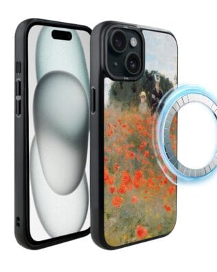 Etui do iPhone 15 Plus IBIZU DropGuard Matt z MagSafe, Claude Monet, pole maków
