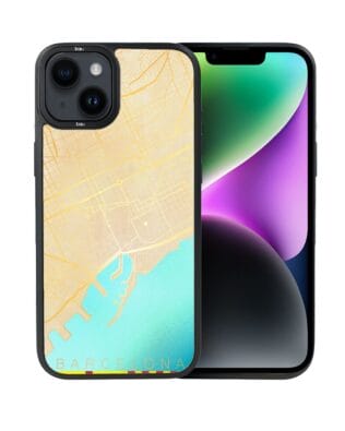 Etui do iPhone 14 IBIZU DropGuard Matt z MagSafe, Mapy Świata, Barcelona