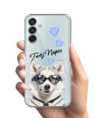 Etui do Samsung Galaxy M15 5G przeźroczyste, silikonowe Flexi, Puppy Love, pies rasy Husky