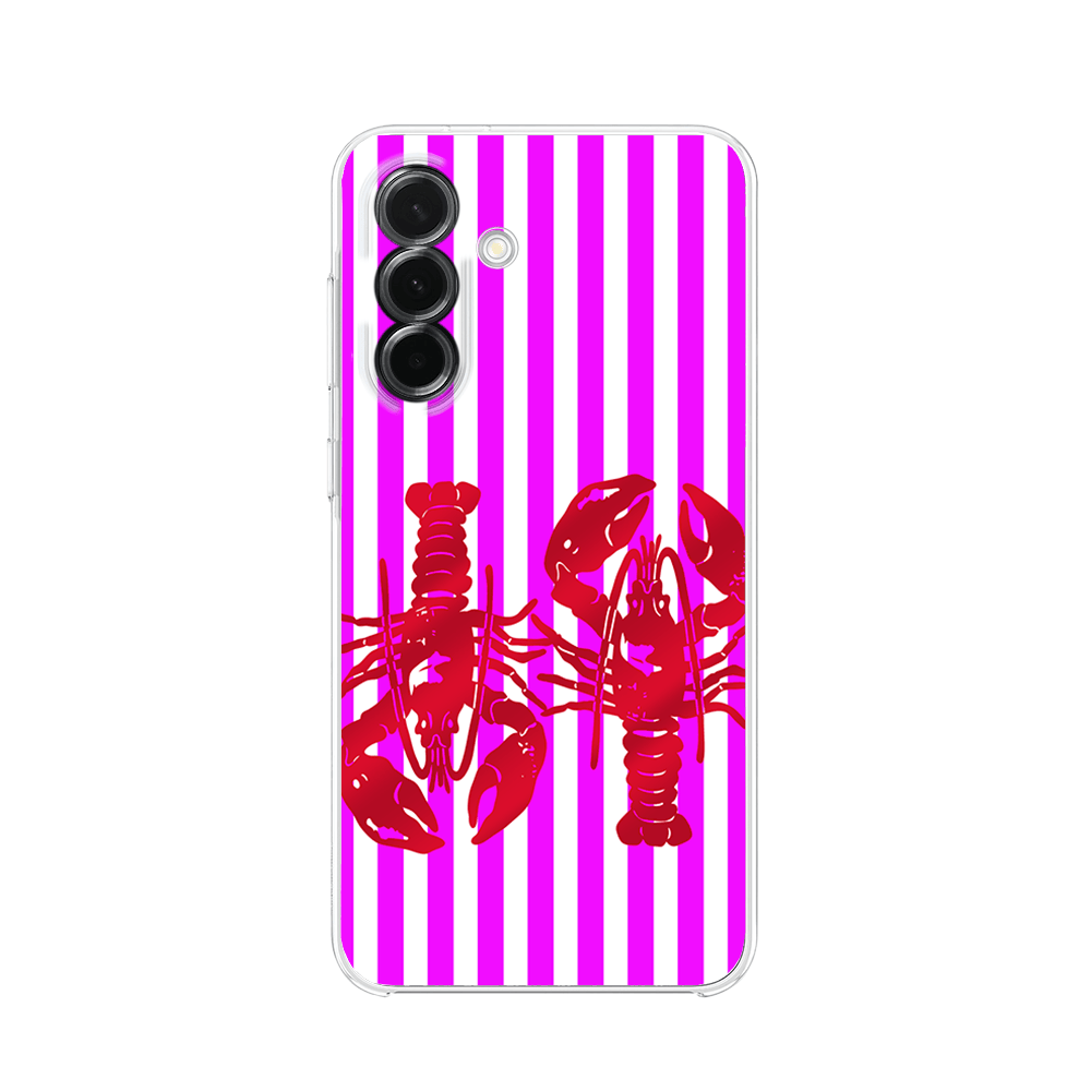 Etui do Samsung Galaxy A36 5G przeźroczyste, silikonowe Flexi, kraby z różowymi paskami