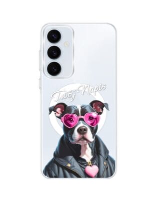 Etui do Samsung Galaxy A55 5G z MagSafe przeźroczyste, silikonowe Flexi, Puppy Love, pies rasy Amstaff