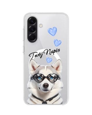 Etui do Samsung Galaxy A56 5G z MagSafe przeźroczyste, silikonowe Flexi, Puppy Love, pies rasy Husky