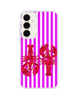 Etui do Samsung Galaxy S23 FE 5G z MagSafe przeźroczyste, silikonowe Flexi, kraby z różowymi paskami