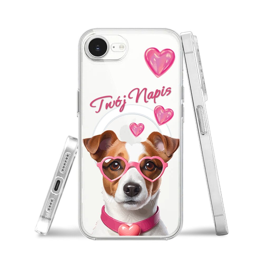 Etui do iPhone 16e z MagSafe przeźroczyste, silikonowe Flexi, Puppy Love, pies rasy Jack Russell Terrier - obrazek 3