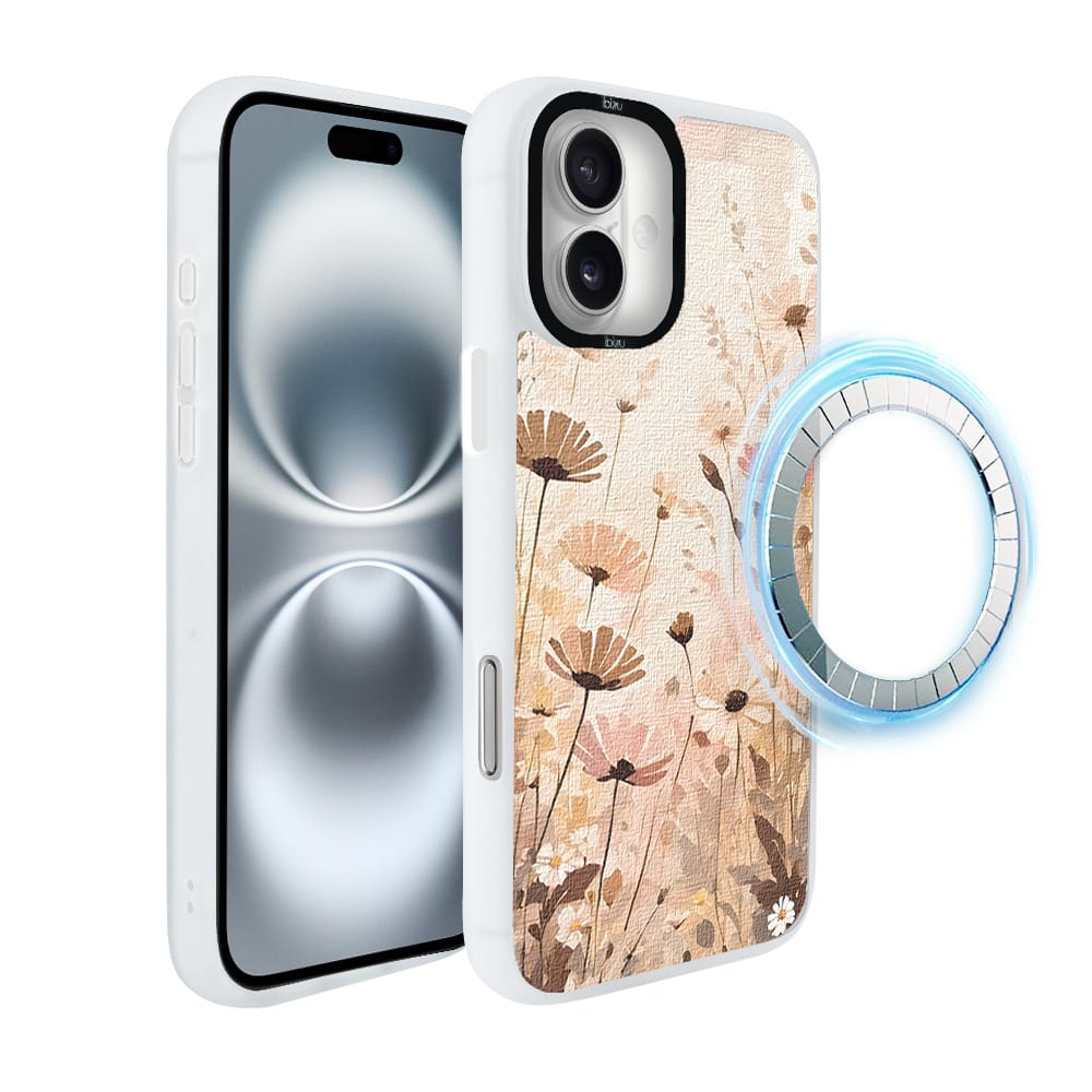 Etui do iPhone 16 IBIZU DropGuard Matt z MagSafe, Boho, Kwiatowa łąka