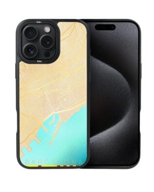 Etui do iPhone 15 Pro IBIZU DropGuard Matt z MagSafe, Mapy Świata, Barcelona