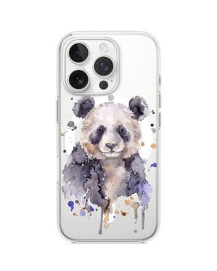 Etui do iPhone 13 Pro Max z MagSafe przeźroczyste, silikonowe Flexi, Akwarelowe Zoo, Panda