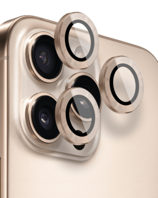 Metalowa osłona obiektywu aparatu ze szkła hartowanego 9H do iPhone 16 Pro, 1 zestaw, tytan pustynny