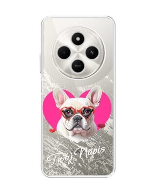 Etui do Xiaomi POCO C75 przeźroczyste, silikonowe Flexi, Puppy Love, pies rasy Buldog Francuski