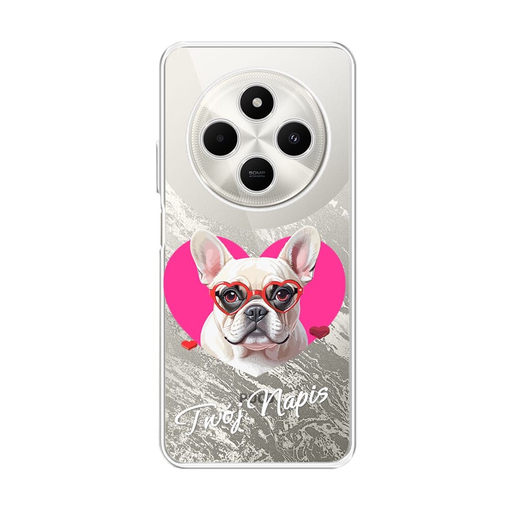 Etui do Xiaomi POCO C75 przeźroczyste, silikonowe Flexi, Puppy Love, pies rasy Buldog Francuski