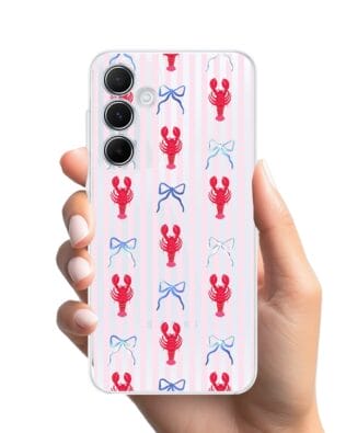 Etui do Samsung Galaxy A35 5G przeźroczyste, silikonowe Flexi, krab i kokardki