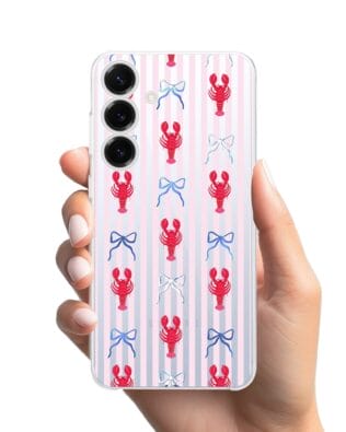 Etui do Samsung Galaxy S25 Plus przeźroczyste, silikonowe Flexi, krab i kokardki