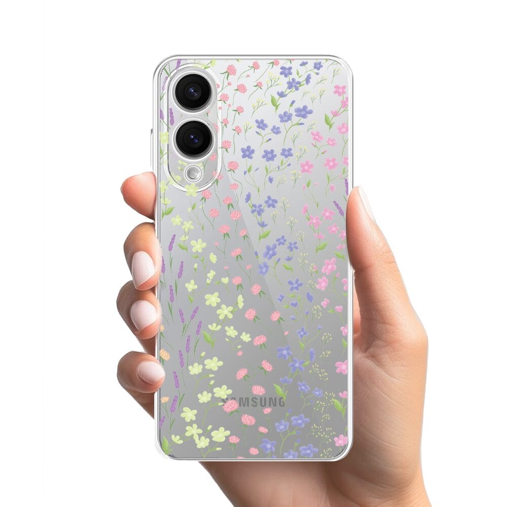 Etui do Samsung Galaxy S25 Edge przeźroczyste, silikonowe Flexi, kwiaty polne - obrazek 2