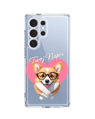 Etui do Samsung Galaxy S25 Ultra przeźroczyste, silikonowe Flexi, Puppy Love, pies rasy Corgi