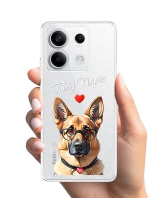 Etui do Xiaomi Redmi Note 13 Pro 5G przeźroczyste, silikonowe Flexi, Puppy Love, pies rasy Owczarek Niemiecki