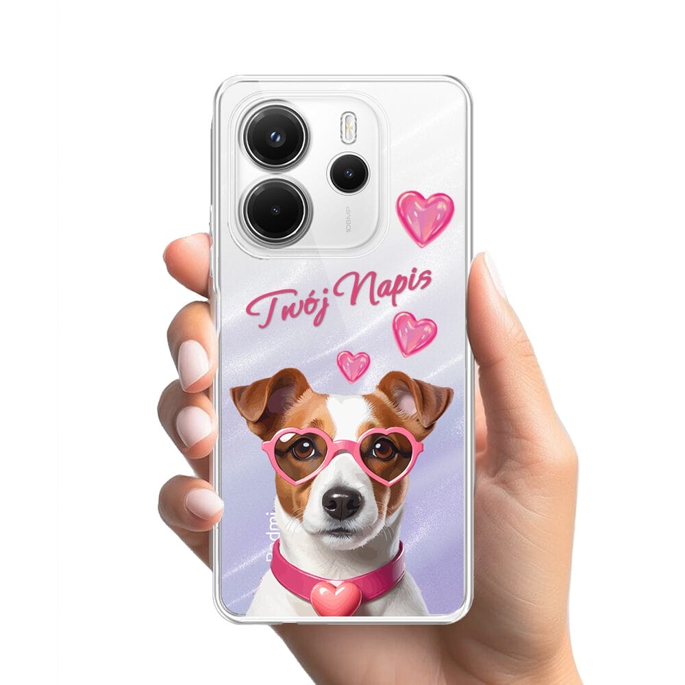 Etui do Xiaomi Redmi Note 14 5G przeźroczyste, silikonowe Flexi, Puppy Love, pies rasy Jack Russell Terrier - obrazek 2