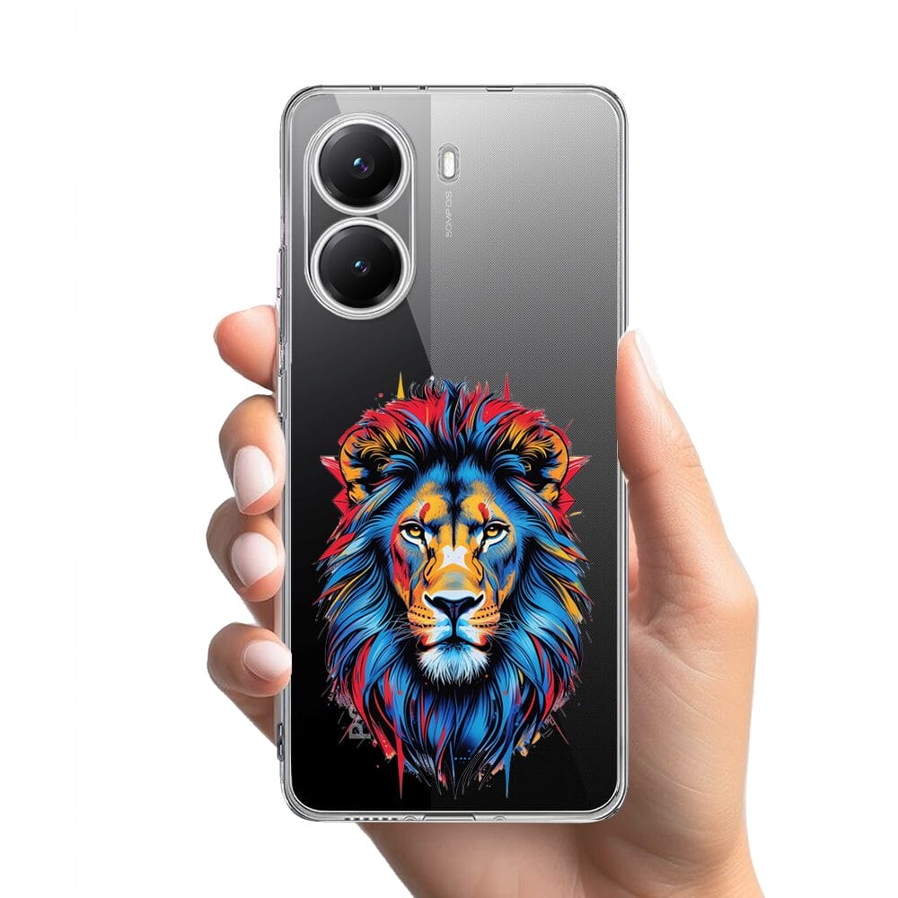 Etui do Xiaomi POCO X7 Pro przeźroczyste, silikonowe Flexi, Dzika Mandala, Lew - obrazek 2