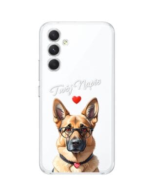 Etui do Samsung Galaxy A54 5G przeźroczyste, silikonowe Flexi, Puppy Love, pies rasy Owczarek Niemiecki