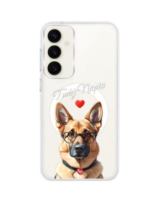 Etui do Samsung Galaxy S23 z MagSafe przeźroczyste, silikonowe Flexi, Puppy Love, pies rasy Owczarek Niemiecki
