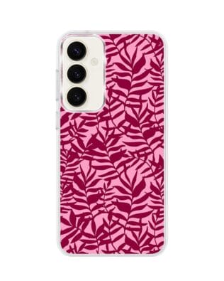 Etui do Samsung Galaxy S23 z MagSafe przeźroczyste, silikonowe Flexi, bordowe liście