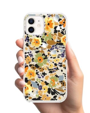 Etui do iPhone 12 Mini z MagSafe przeźroczyste, silikonowe Flexi, malowane kwiatki