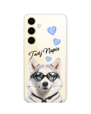 Etui do Samsung Galaxy S24 Plus przeźroczyste, silikonowe Flexi, Puppy Love, pies rasy Husky