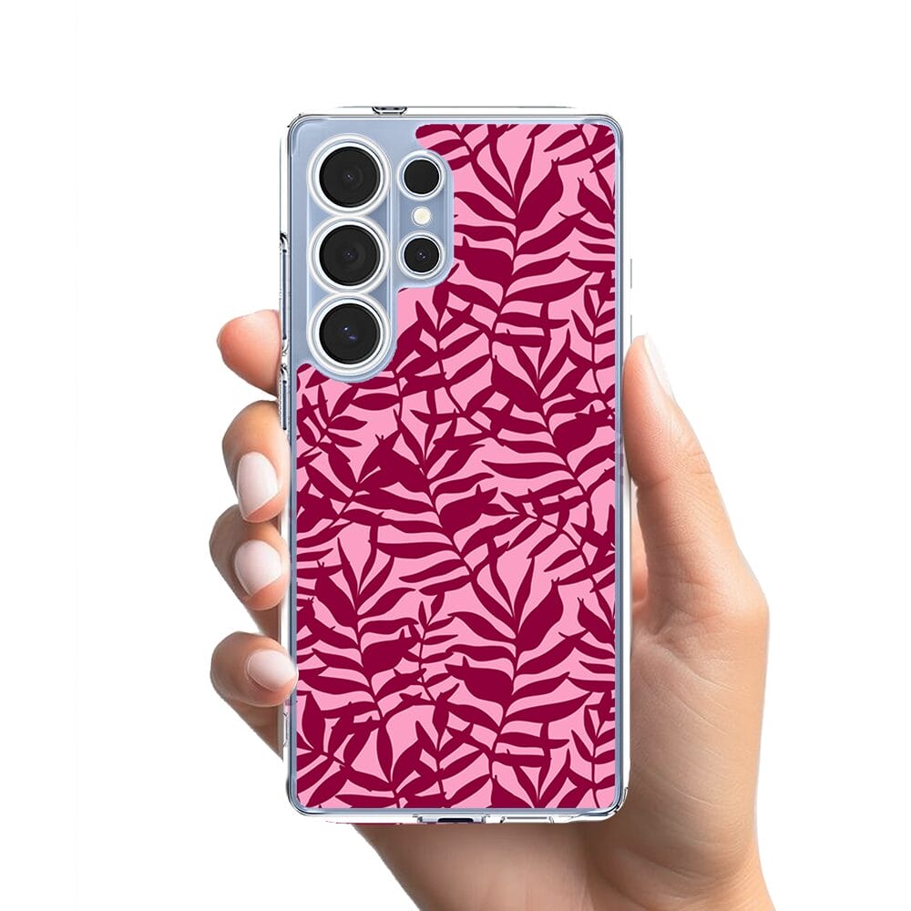 Etui do Samsung Galaxy S25 Ultra przeźroczyste, silikonowe Flexi, bordowe liście - obrazek 2