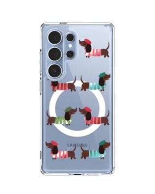 Etui do Samsung Galaxy S25 Ultra z MagSafe przeźroczyste, silikonowe Flexi, jamnik w Paryżu