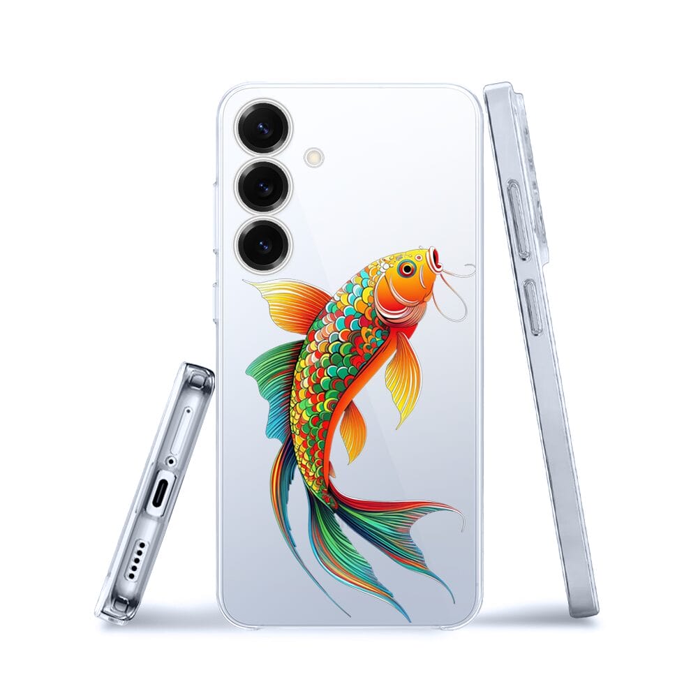 Etui do Samsung Galaxy S25 przeźroczyste, silikonowe Flexi, Dzika Mandala, Złota ryba - obrazek 3