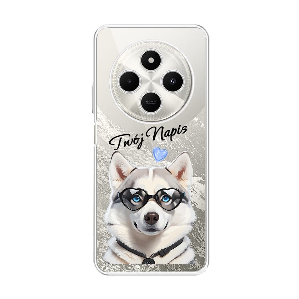 Etui do Xiaomi POCO C75 przeźroczyste, silikonowe Flexi, Puppy Love, pies rasy Husky