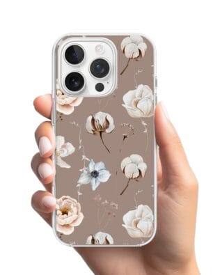 Etui do iPhone 13 Pro Max z MagSafe przeźroczyste, silikonowe Flexi, akwarelowe kwiatki