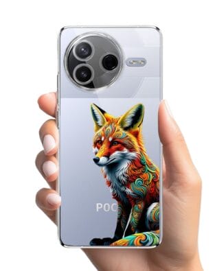 Etui do Xiaomi POCO F7 Pro przeźroczyste, silikonowe Flexi, Dzika Mandala, Lis