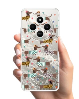 Etui do Xiaomi POCO C75 przeźroczyste, silikonowe Flexi, zakochane jamniki