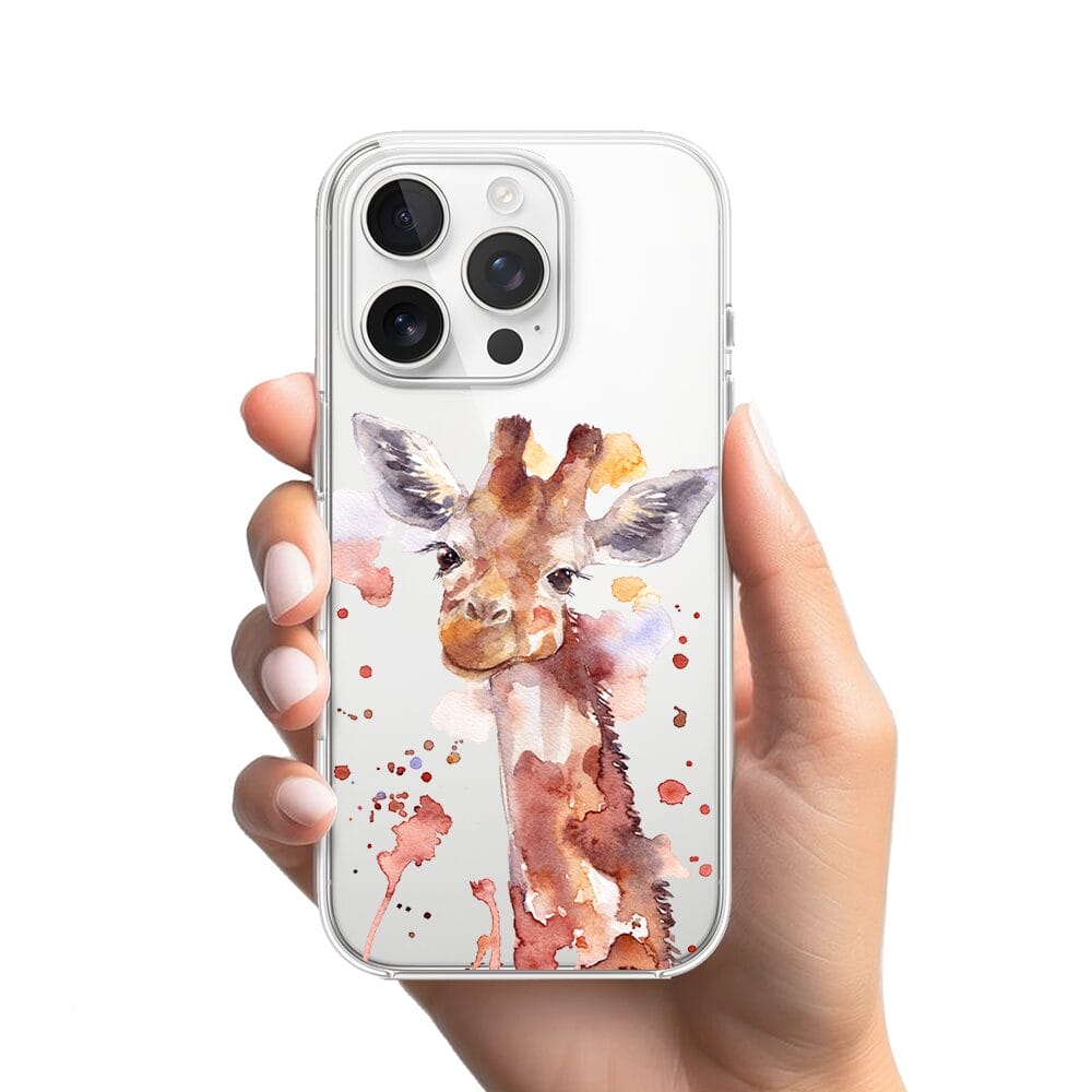 Etui do iPhone 13 Pro przeźroczyste, silikonowe Flexi, Akwarelowe Zoo, Żyrafa - obrazek 2