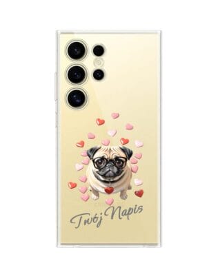Etui do Samsung Galaxy S24 Ultra przeźroczyste, silikonowe Flexi, Puppy Love, pies rasy Mops