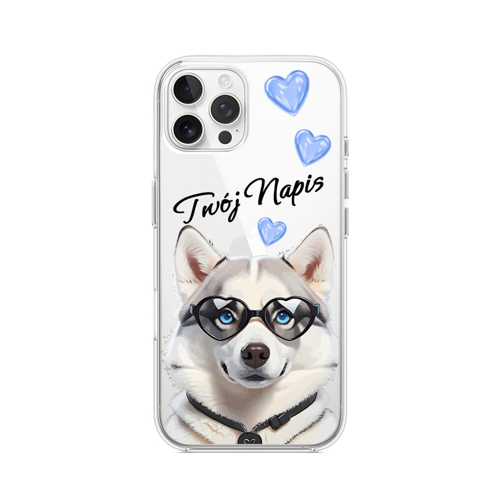 Etui do iPhone 12 Pro Max przeźroczyste, silikonowe Flexi, Puppy Love, pies rasy Husky