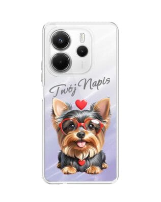 Etui do Xiaomi Redmi Note 14 5G przeźroczyste, silikonowe Flexi, Puppy Love, pies rasy York