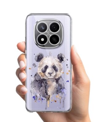 Etui do Xiaomi Redmi Note 14 Pro 4G przeźroczyste, silikonowe Flexi, Akwarelowe Zoo, Panda