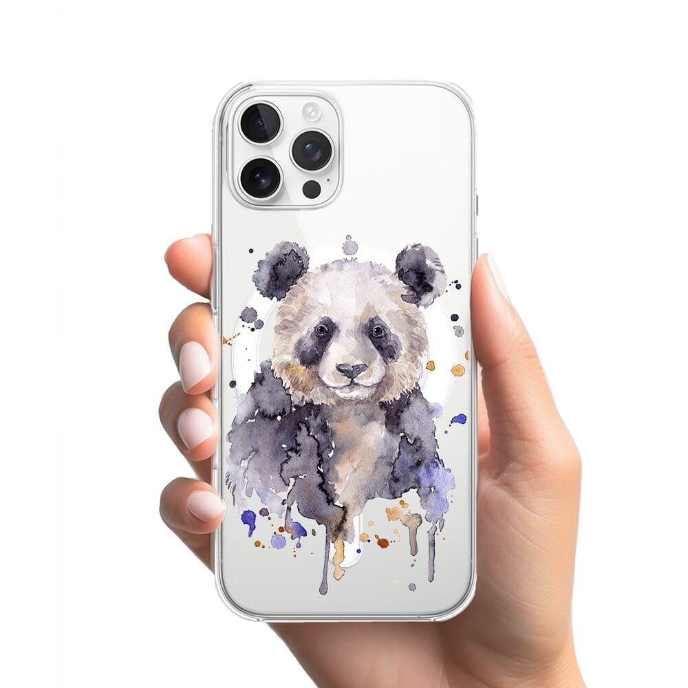 Etui do iPhone 12 Pro z MagSafe przeźroczyste, silikonowe Flexi, Akwarelowe Zoo, Panda - obrazek 2