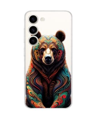 Etui do Samsung Galaxy S23 FE 5G przeźroczyste, silikonowe Flexi, Dzika Mandala, Niedźwiedź