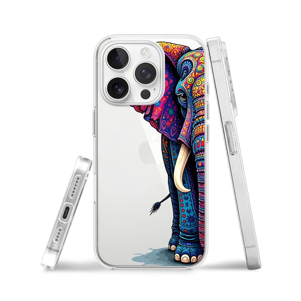 Etui do iPhone 13 Pro przeźroczyste, silikonowe Flexi, Dzika Mandala, Słoń - obrazek 3