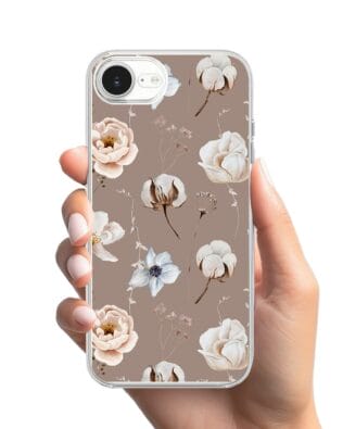 Etui do iPhone 16e z MagSafe przeźroczyste, silikonowe Flexi, akwarelowe kwiatki