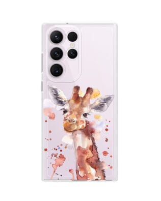 Etui do Samsung Galaxy S23 Ultra przeźroczyste, silikonowe Flexi, Akwarelowe Zoo, Żyrafa