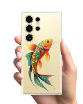 Etui do Samsung Galaxy S24 Ultra przeźroczyste, silikonowe Flexi, Dzika Mandala, Złota ryba