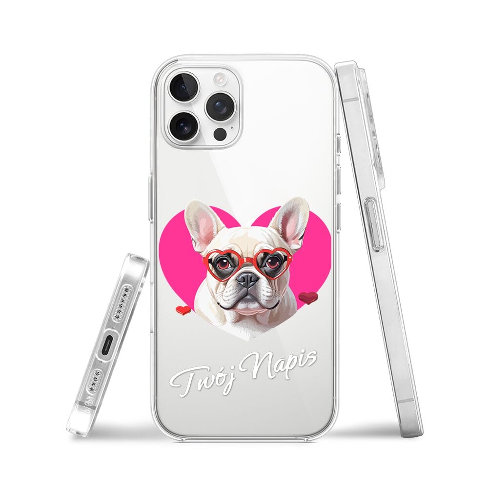Etui do iPhone 12 Pro Max przeźroczyste, silikonowe Flexi, Puppy Love, pies rasy Buldog Francuski - obrazek 3