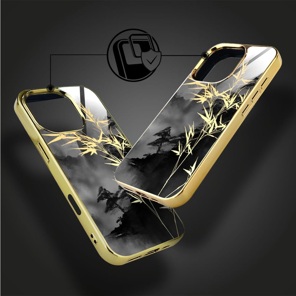 Etui do iPhone 16 Pro IBIZU Elite Glass z MagSafe Magia Azji, Złoty bambus, złote - obrazek 3