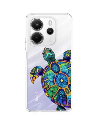 Etui do Xiaomi Redmi Note 14 4G przeźroczyste, silikonowe Flexi, Dzika Mandala, Żółw