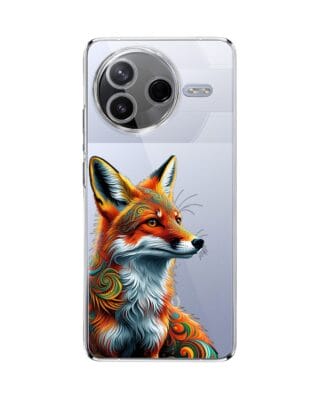 Etui do Xiaomi POCO F7 Pro przeźroczyste, silikonowe Flexi, Dzika Mandala, Twarz lisa